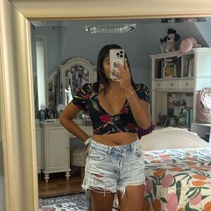 Forever 22 Floral Tie Top